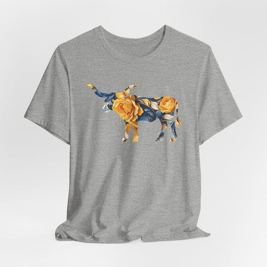 Longhorn Acrylic Painted Flowers T-Shirt