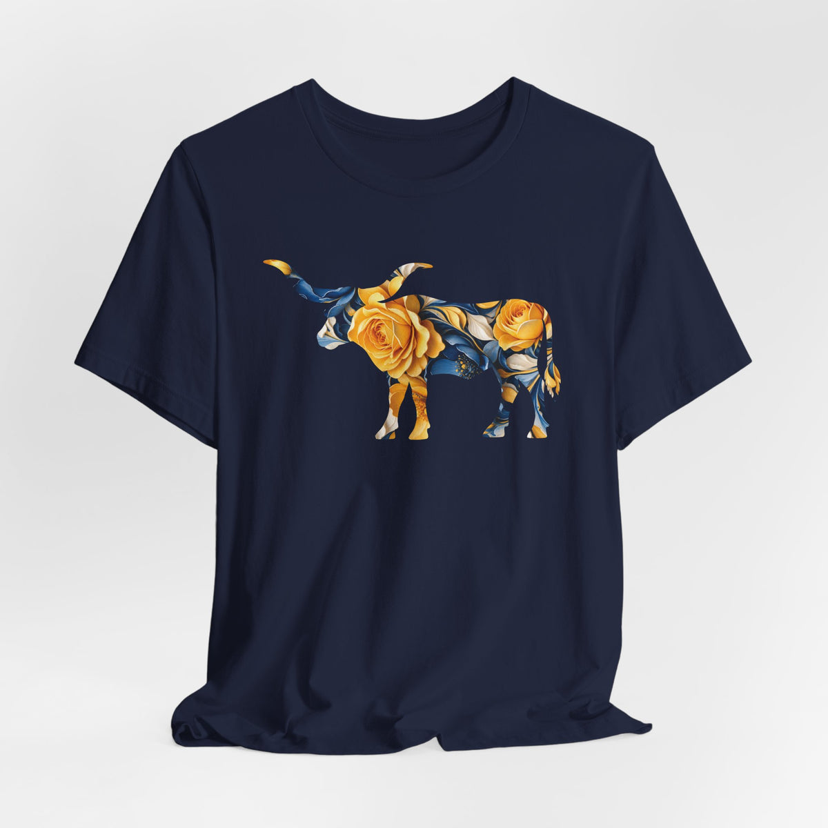 Longhorn Acrylic Painted Flowers T-Shirt