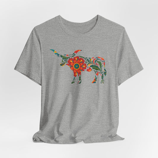 Longhorn Mexican Floral Print T-Shirt