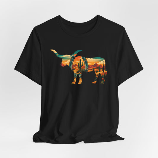 Longhorn Western Horseshoe Vintage Art T-Shirt
