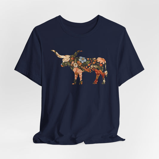 Longhorn Boho Floral Print T-Shirt