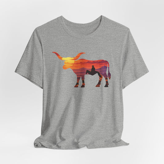 Longhorn Cowboy Sunset T-Shirt