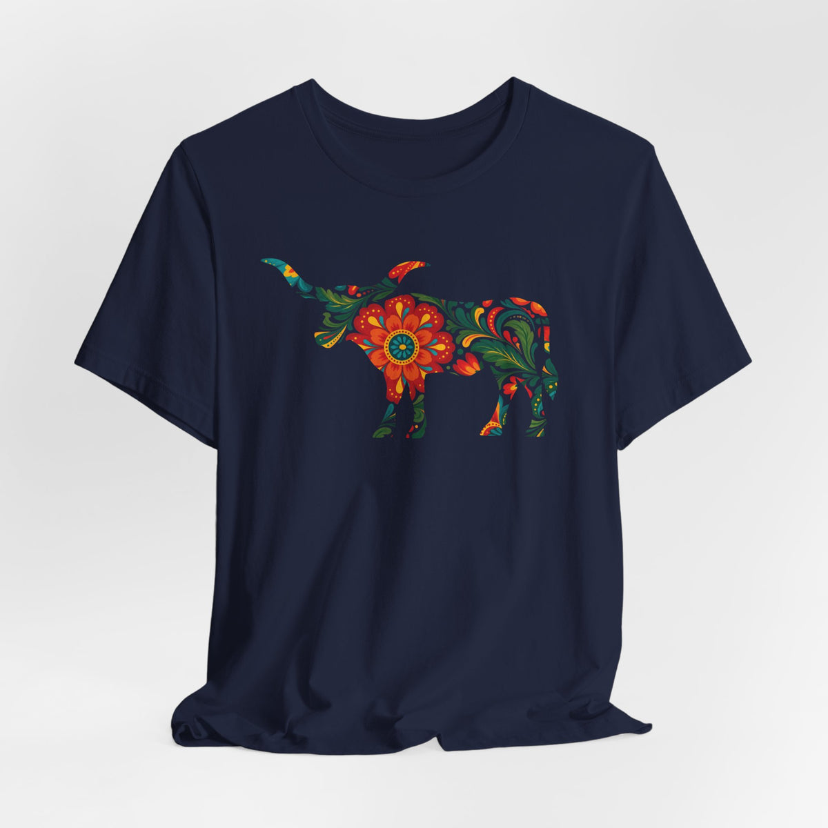 Longhorn Mexican Floral Print T-Shirt