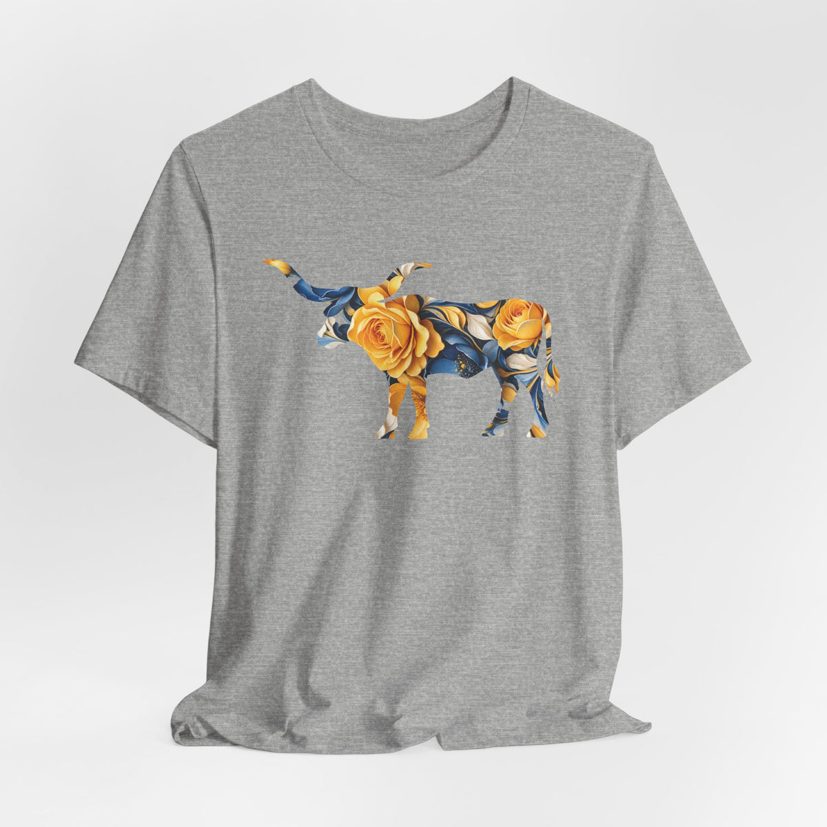 Longhorn Acrylic Painted Flowers T-Shirt