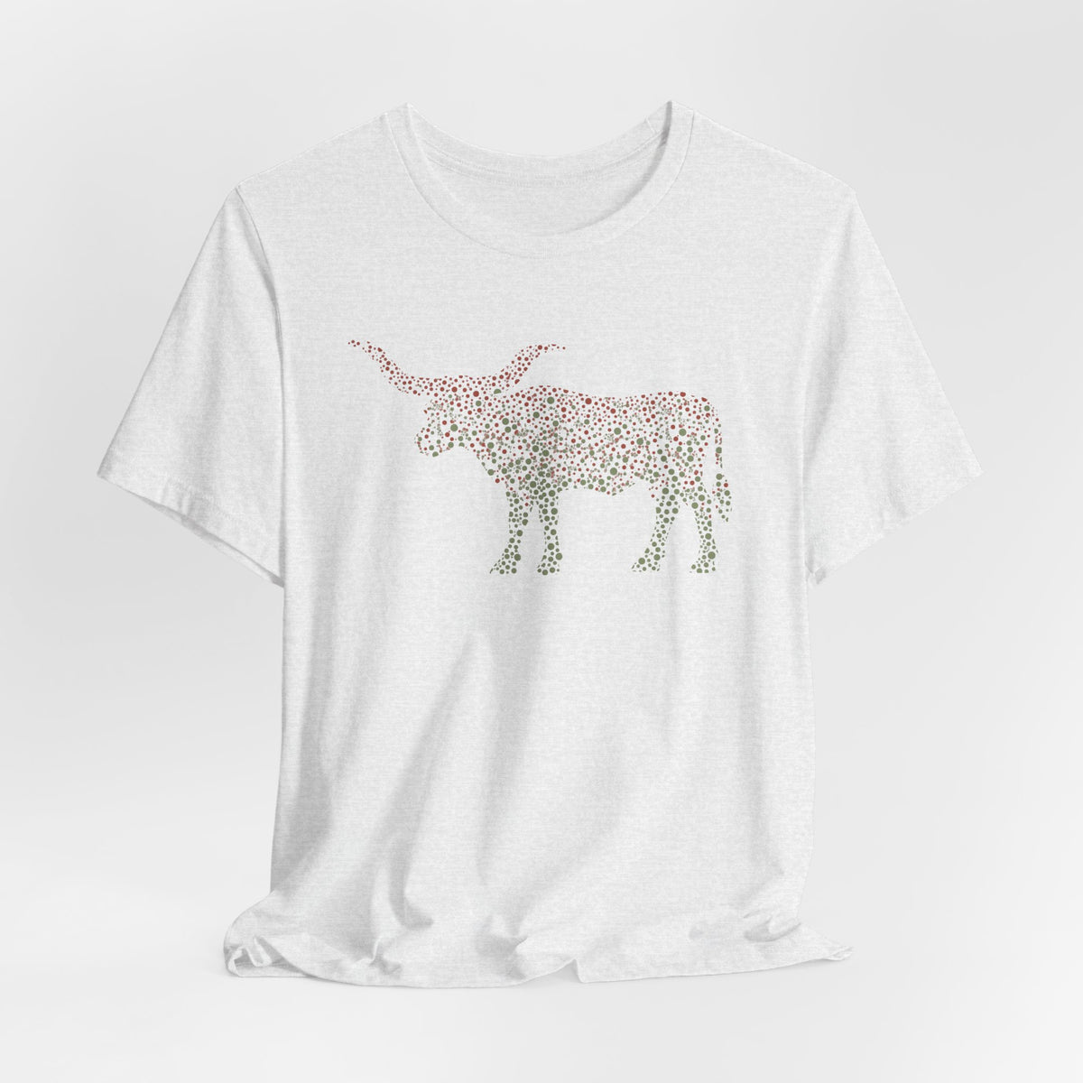 Longhorn Ombré Dotwork Print T-Shirt In Sage & Rusted Red