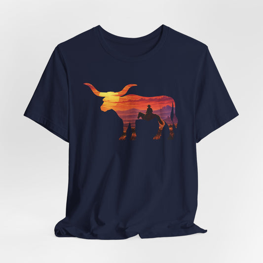 Longhorn Cowboy Sunset T-Shirt