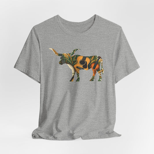 Longhorn Vintage Folk Art T-Shirt In Green & Gold