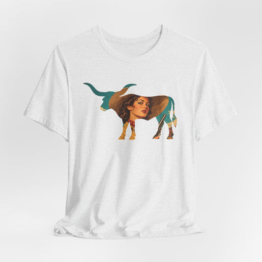 Longhorn Retro Pulp Art Cowgirl T-Shirt