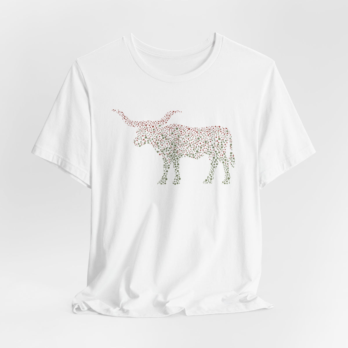 Longhorn Ombré Dotwork Print T-Shirt In Sage & Rusted Red