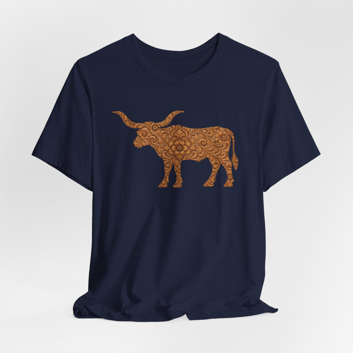 Longhorn Tooled Leather T-Shirt