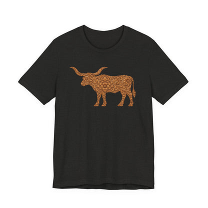 Longhorn Tooled Leather T-Shirt