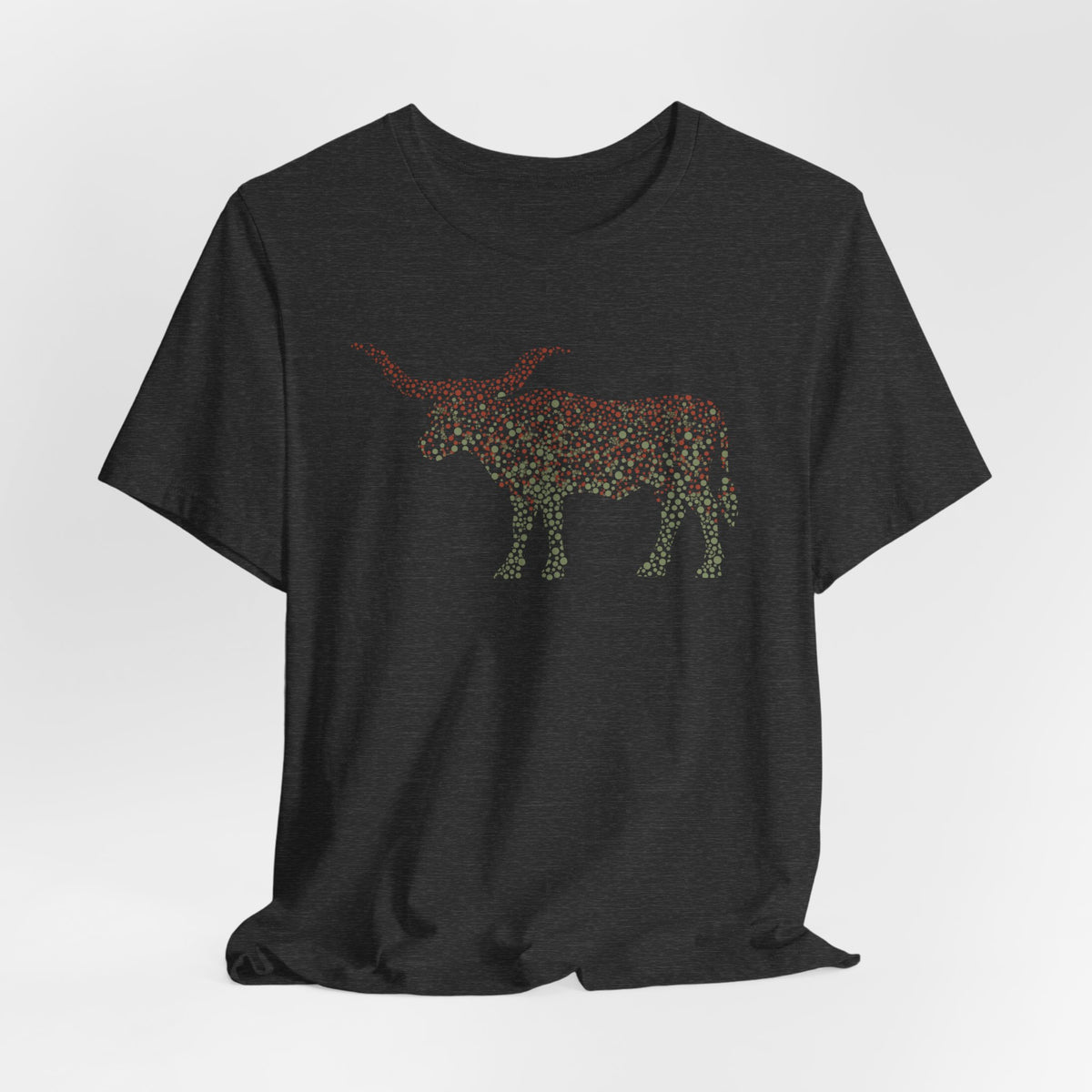 Longhorn Ombré Dotwork Print T-Shirt In Sage & Rusted Red