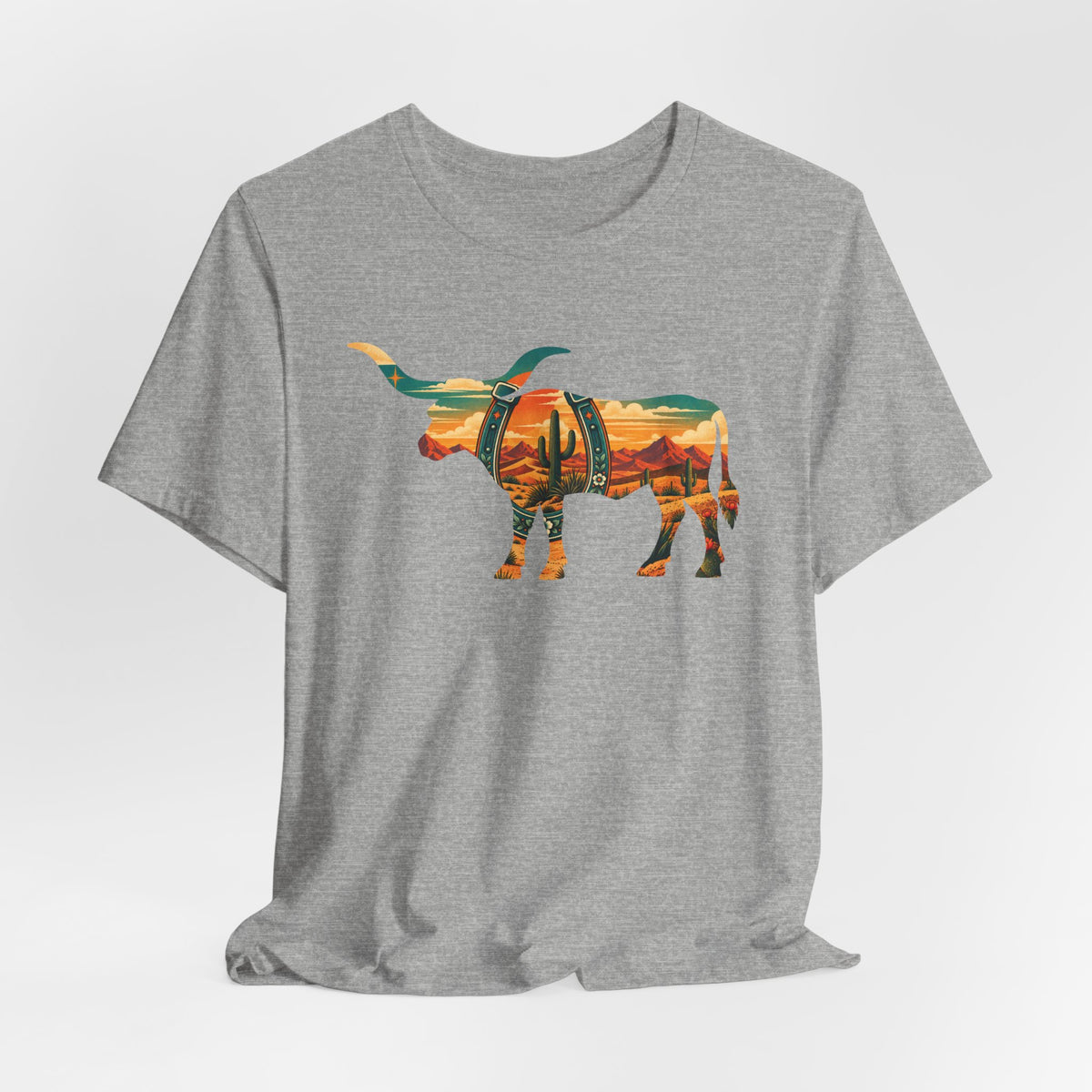 Longhorn Western Horseshoe Vintage Art T-Shirt