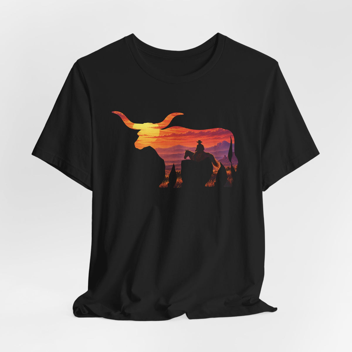 Longhorn Cowboy Sunset T-Shirt
