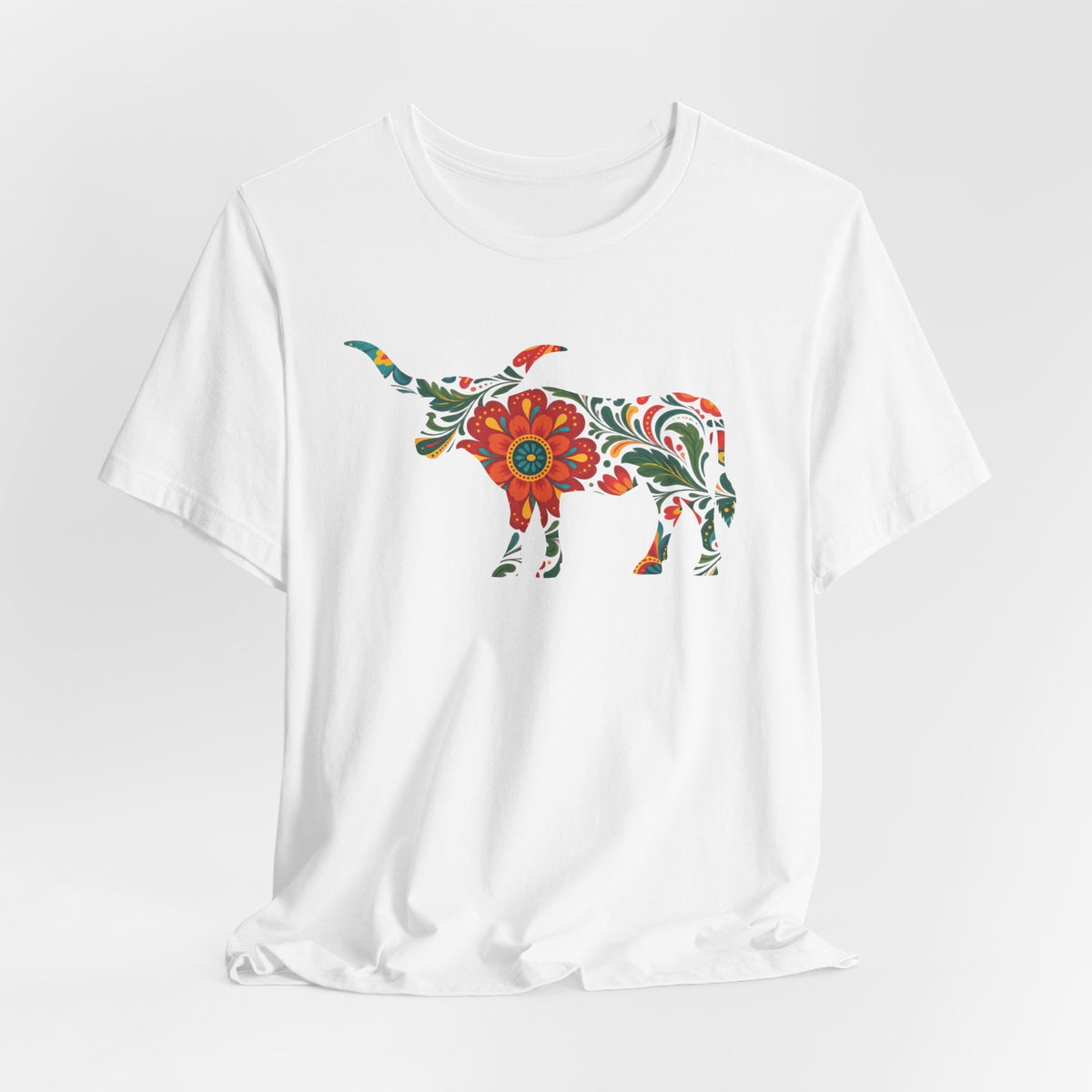 Longhorn Mexican Floral Print T-Shirt