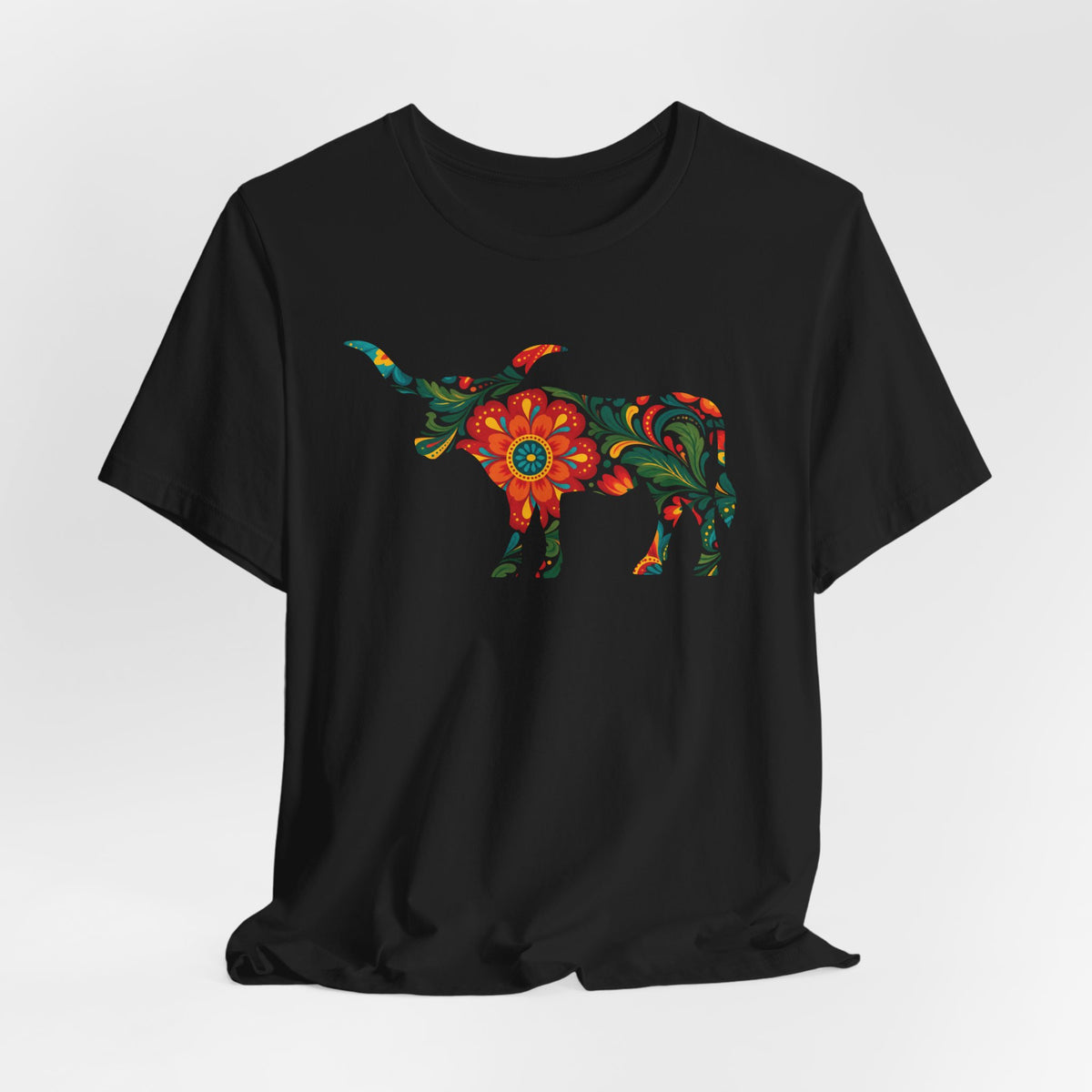 Longhorn Mexican Floral Print T-Shirt